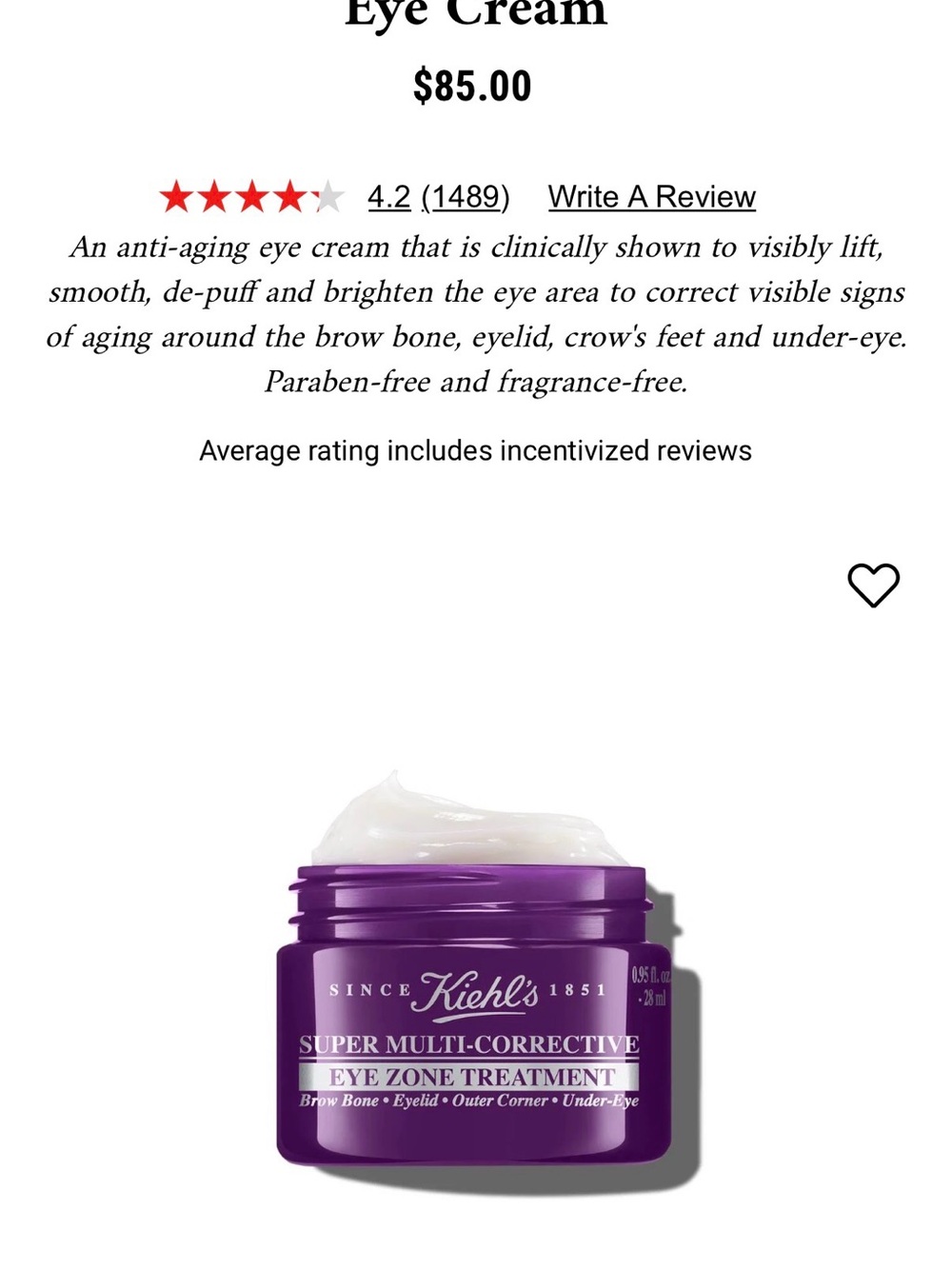 Kiehl's Super Multi-Corrective Eye Zone Treatment large 28ml